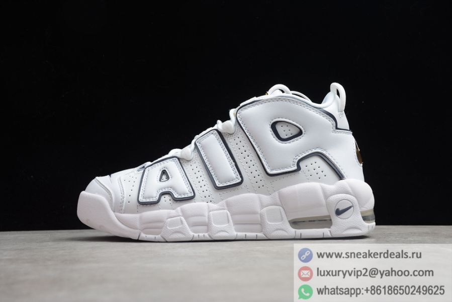 Nike Air More Uptempo GS White Navy Gold 415082-109 Unisex Shoes